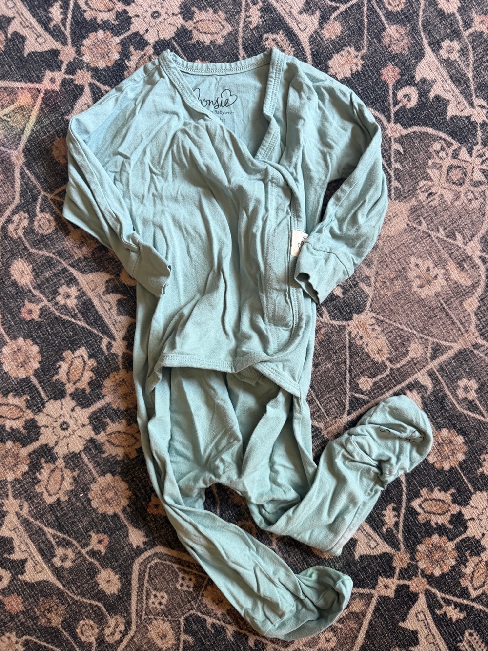 Bonsie Kids Seafoam Green One-Piece Pajama Romper